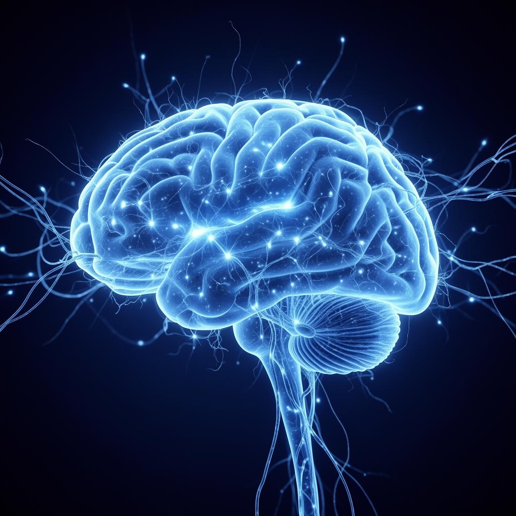 Glowing neural network illustrating how Cognicept Brain™ supports cognition